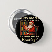 Lustiger Weihnachtsmann liest 67 Meme T-Shirt Weih Button (Vorne & Hinten)