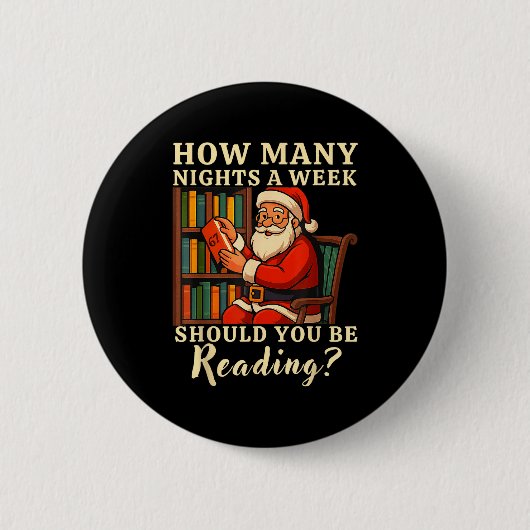 Lustiger Weihnachtsmann liest 67 Meme T-Shirt Weih Button (Vorderseite)