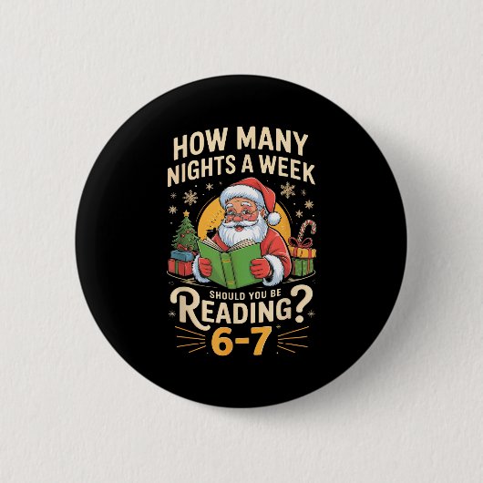Lustiger Weihnachtsmann liest 67 Meme T-Shirt Weih Button (Vorderseite)
