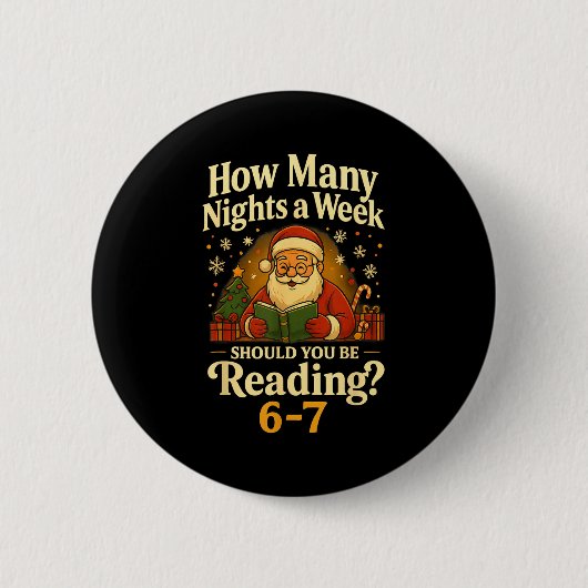 Lustiger Weihnachtsmann liest 67 Meme T-Shirt Weih Button (Vorderseite)