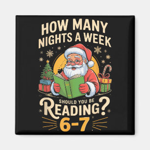 Lustiger Weihnachtsmann liest 67 Meme T-Shirt Weih Magnet