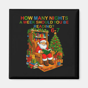 Lustiger Weihnachtsmann liest 67 Meme T-Shirt Weih Magnet