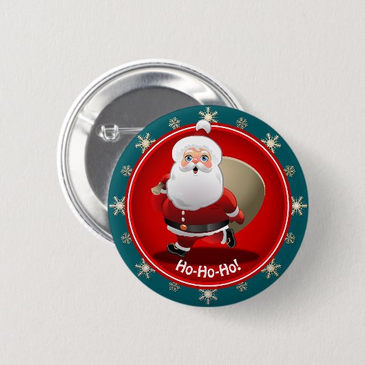 Lustiger Weihnachtsmann mit einem Sack voll von Button (Vorne & Hinten)