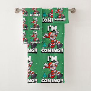 Lustiger Weihnachtsmann Muster Humorvoller Weihnac Badhandtuch Set