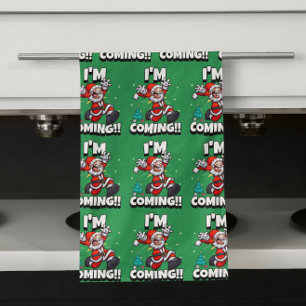 Lustiger Weihnachtsmann Muster Humorvolles Weihnac Geschirrtuch