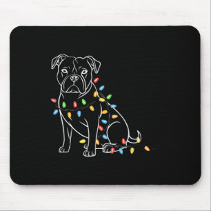Lustiger Weihnachtsmann Pitbull Weihnachtsbeleucht Mousepad