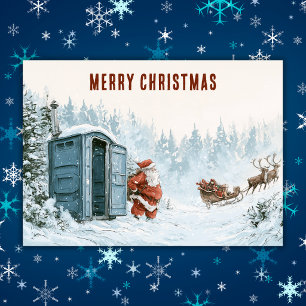 Lustiger Weihnachtsmann Porta Potty Badezimmer Pau Feiertagskarte
