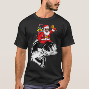 Lustiger Weihnachtsmann reitet auf Fisch für Papa, T-Shirt
