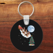 Lustiger Weihnachtsmann reitet Deutscher Schäferhu Schlüsselanhänger (Vorderseite)