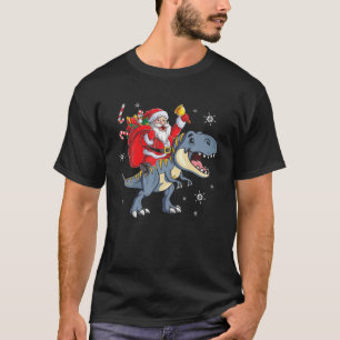 Lustiger Weihnachtsmann Reitet Dinosaurier T Rex W T-Shirt