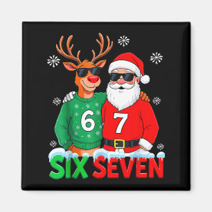 Lustiger Weihnachtsmann-Rentier 6 7 Weihnachts-Mem Magnet