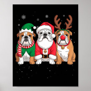 Lustiger Weihnachtsmann Rentier English Bulldog Hu Poster
