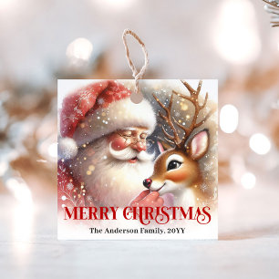 Lustiger Weihnachtsmann-Rudolph-Weihnachtsgeschenk Geschenkanhänger