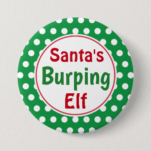 Lustiger Weihnachtsmann-Rülps-Elf-Christmas-Button Button