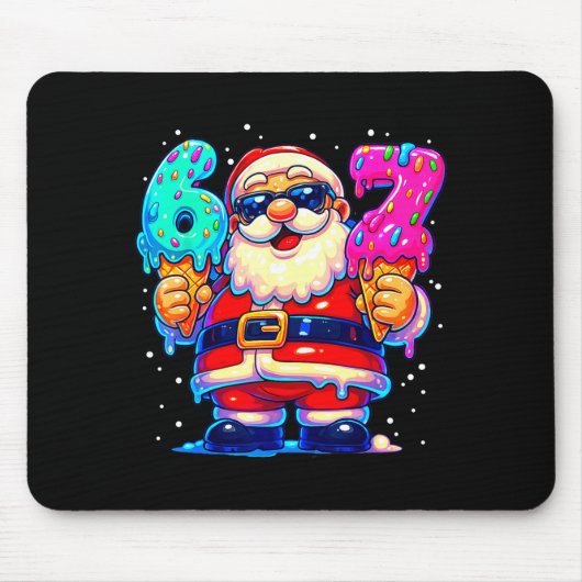 Lustiger Weihnachtsmann sagt sechs sieben 67 Meme Mousepad (Vorne)