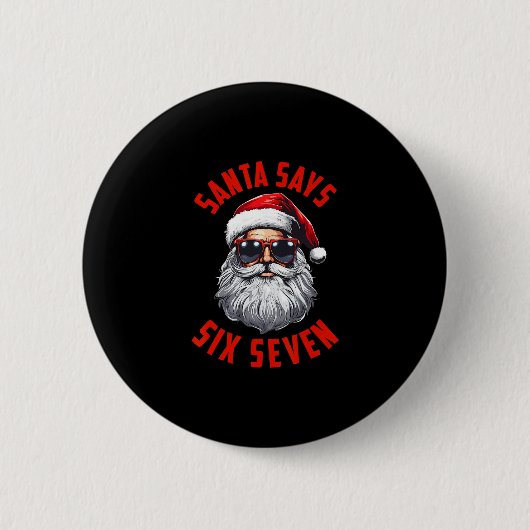 Lustiger Weihnachtsmann sagt sechs sieben Weihnach Button (Vorderseite)