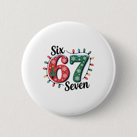 Lustiger Weihnachtsmann sagt sechs sieben Weihnach Button (Vorderseite)