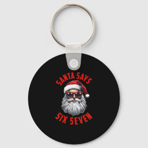 Lustiger Weihnachtsmann sagt sechs sieben Weihnach Schlüsselanhänger