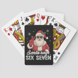 Lustiger Weihnachtsmann sagt sechs sieben Weihnach Spielkarten