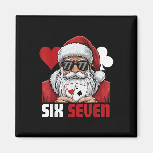 Lustiger Weihnachtsmann sagt Six Seven Poker Weihn Magnet
