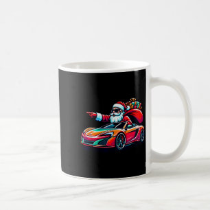 Lustiger Weihnachtsmann Santa Claus fährt Srt Auto Kaffeetasse