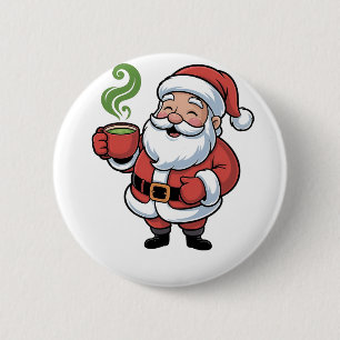 Lustiger Weihnachtsmann Santa mit einem Matcha-Get Button