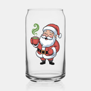 Lustiger Weihnachtsmann Santa mit einem Matcha-Get Dosenglas