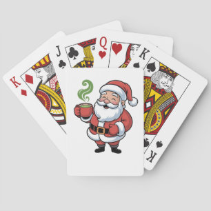 Lustiger Weihnachtsmann Santa mit einem Matcha-Get Spielkarten