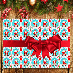 Lustiger Weihnachtsmann Santa überrascht von Mrs. Geschenkpapier Set