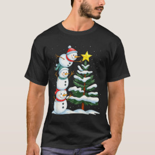 Lustiger Weihnachtsmann-Schneemann-Baumaufsatz Fei T-Shirt