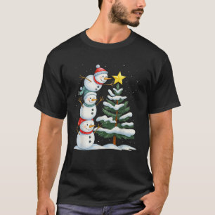 Lustiger Weihnachtsmann-Schneemann-Baumspitze-Feie T-Shirt