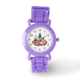 Lustiger Weihnachtsmann, Schneemann feiert Weihnac Armbanduhr