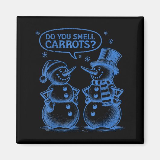 Lustiger Weihnachtsmann Schneemann Riechst du Karo Magnet (Vorne)