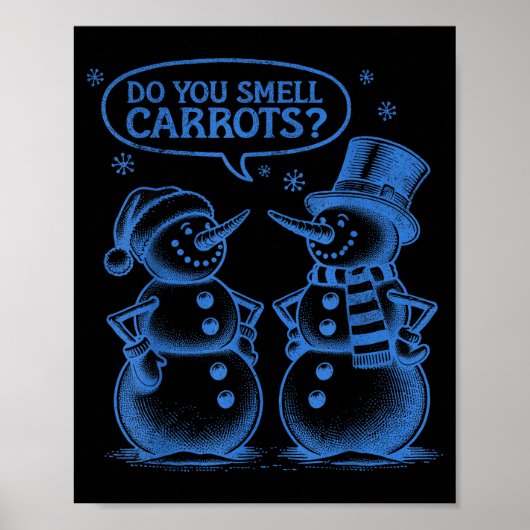 Lustiger Weihnachtsmann Schneemann Riechst du Karo Poster (Vorne)