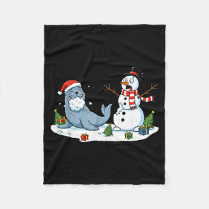 Lustiger Weihnachtsmann Schneemann Seelöwe Xmas Mä Fleecedecke