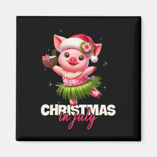 Lustiger Weihnachtsmann-Schwein Hawaiianisches Wei Magnet