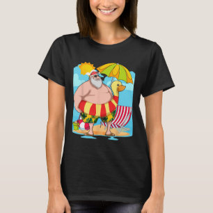 Lustiger Weihnachtsmann Sommer Hawaiianischer Trop T-Shirt