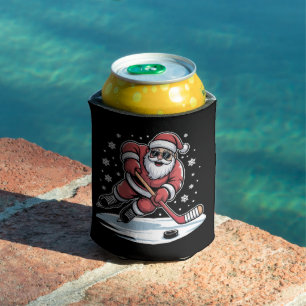 Lustiger Weihnachtsmann spielt Eishockey Xmas Dosenkühler