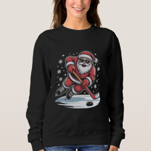 Lustiger Weihnachtsmann spielt Eishockey Xmas Sweatshirt