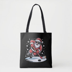Lustiger Weihnachtsmann spielt Eishockey Xmas Tasche