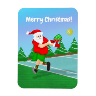 Lustiger Weihnachtsmann spielt Pickleball Frohe We Magnet