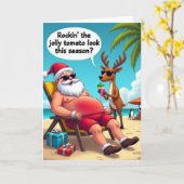 Lustiger Weihnachtsmann-Strandtag-Weihnachtskarte Karte (Gelbe Blume)