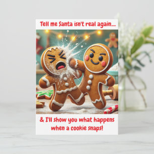Lustiger Weihnachtsmann-Streit um Gingerbread-Mann Feiertagskarte