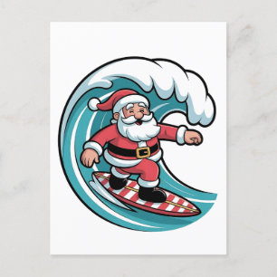 Lustiger Weihnachtsmann-Surfbrett-Surf Einladungspostkarte