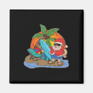 Lustiger Weihnachtsmann-Surfer Hawaiianischer Weih Magnet