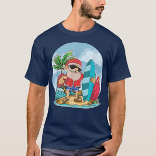 Lustiger Weihnachtsmann surft im Sommer auf Hawaii T-Shirt