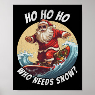 Lustiger Weihnachtsmann surft Sommer Strand Urlaub Poster