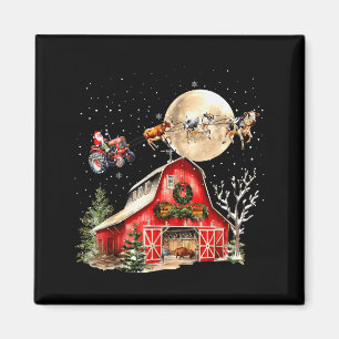 Lustiger Weihnachtsmann Traktor Kühe Bauernhof Lan Magnet