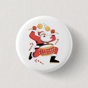 Lustiger Weihnachtsmann-Trommler hässlicher Weihna Button