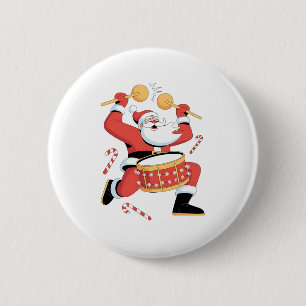 Lustiger Weihnachtsmann-Trommler hässliches Weihna Button